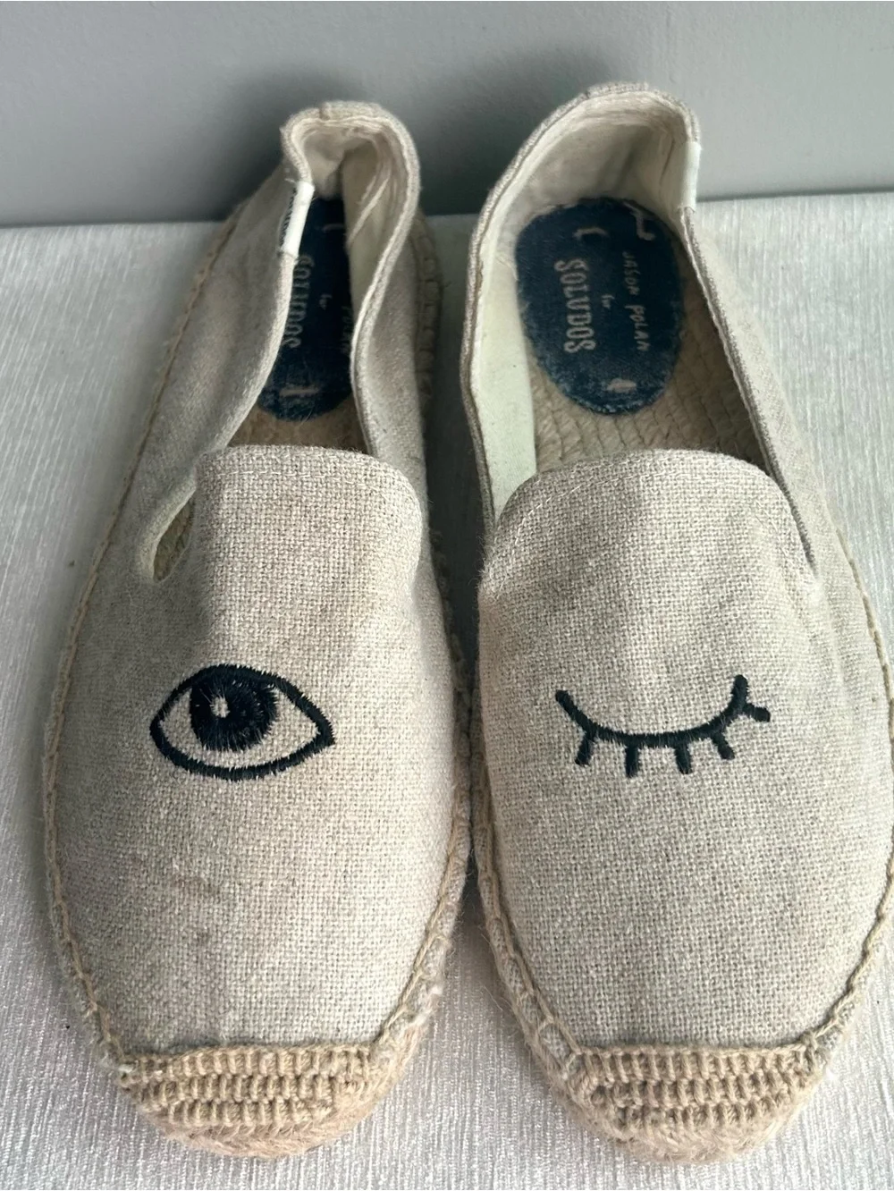 SOLUDOS wink eye espadrilles natural size 8 ⭐️